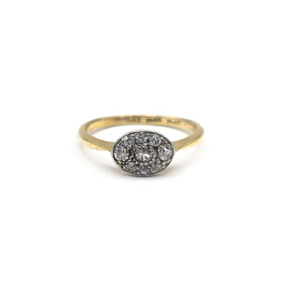 18ct yellow gold diamond ring in size K1/2 featuring sparkling diamonds on a sleek, elegant band.