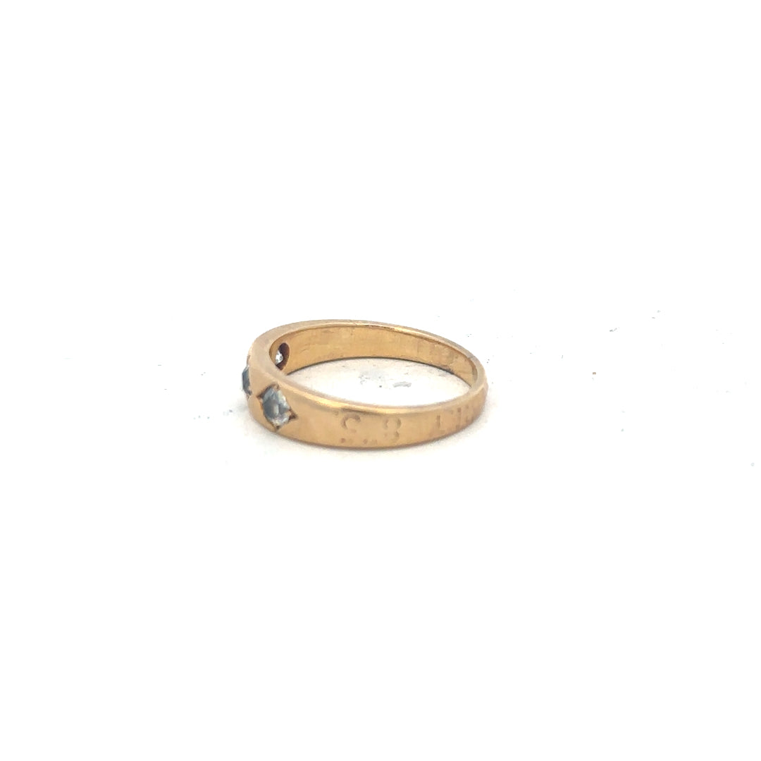 18ct yellow gold diamond ring size K1/2 with sparkling diamonds, elegant jewelry piece featuring a polished gold band.
