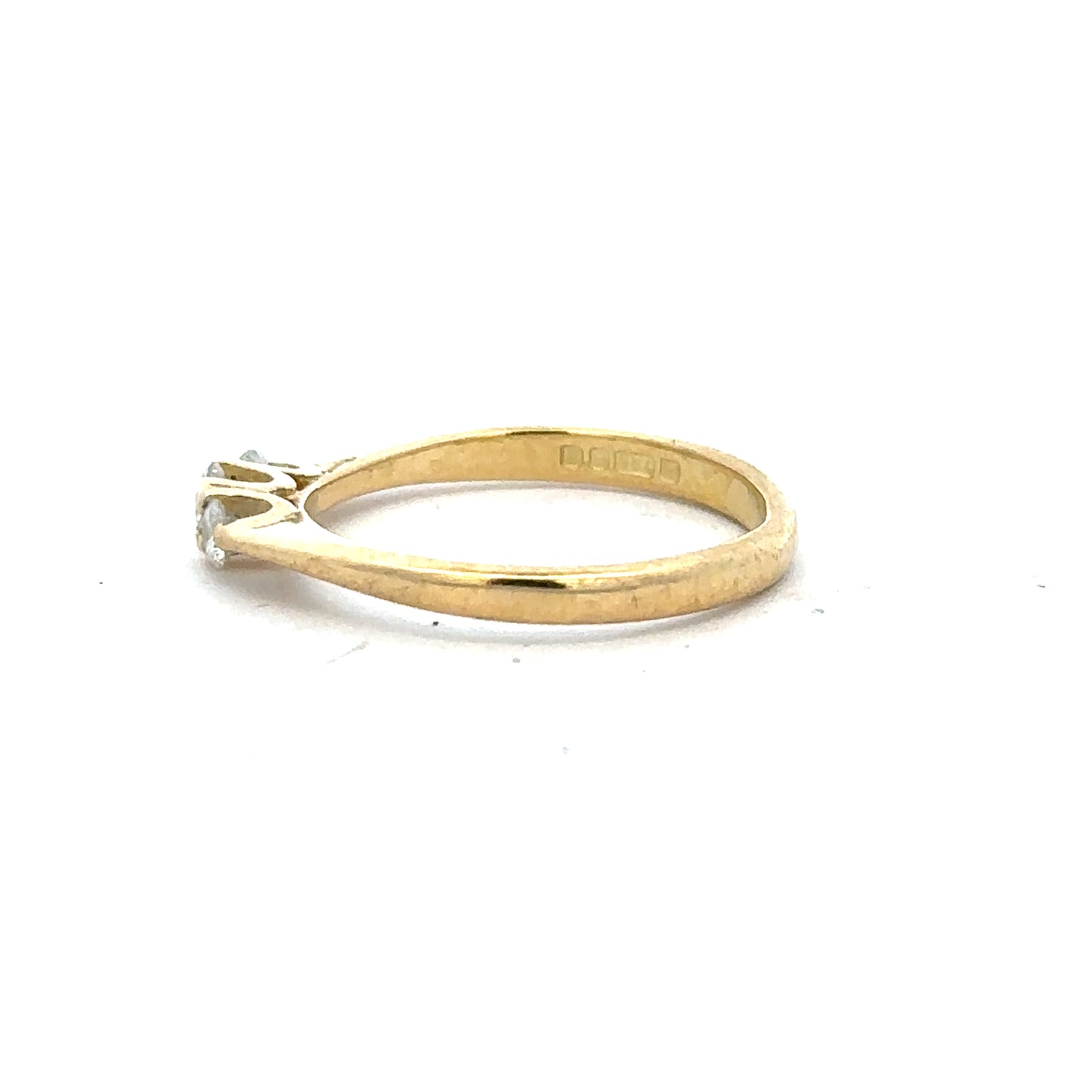 18ct yellow gold diamond ring in size L with sparkling diamonds, elegant jewelry piece.