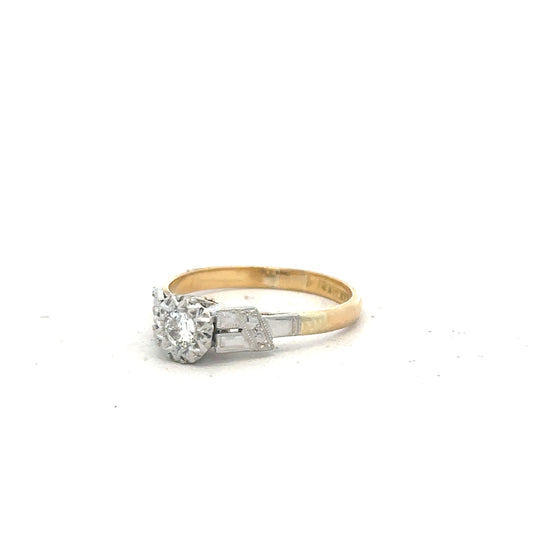 18ct yellow gold diamond ring in size L, featuring a sparkling diamond setting on a sleek band.