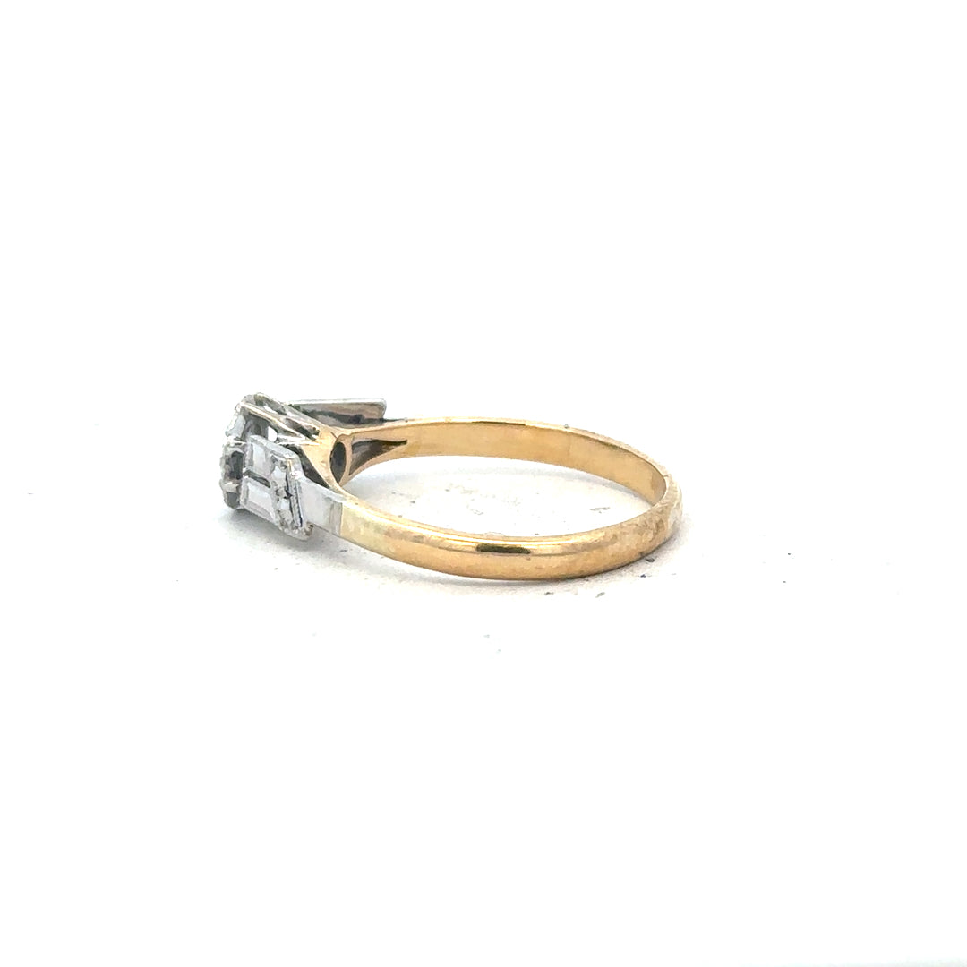 18ct yellow gold diamond ring size L, unbranded, featuring a sparkling diamond set in a sleek gold band.