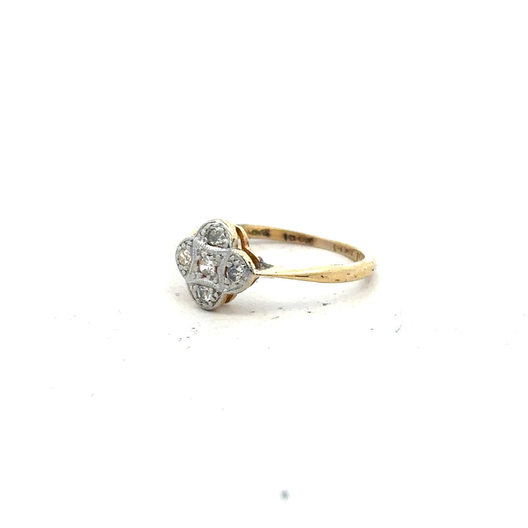 18ct yellow gold diamond ring in size L with sparkling diamonds, elegant and classic jewelry piece.