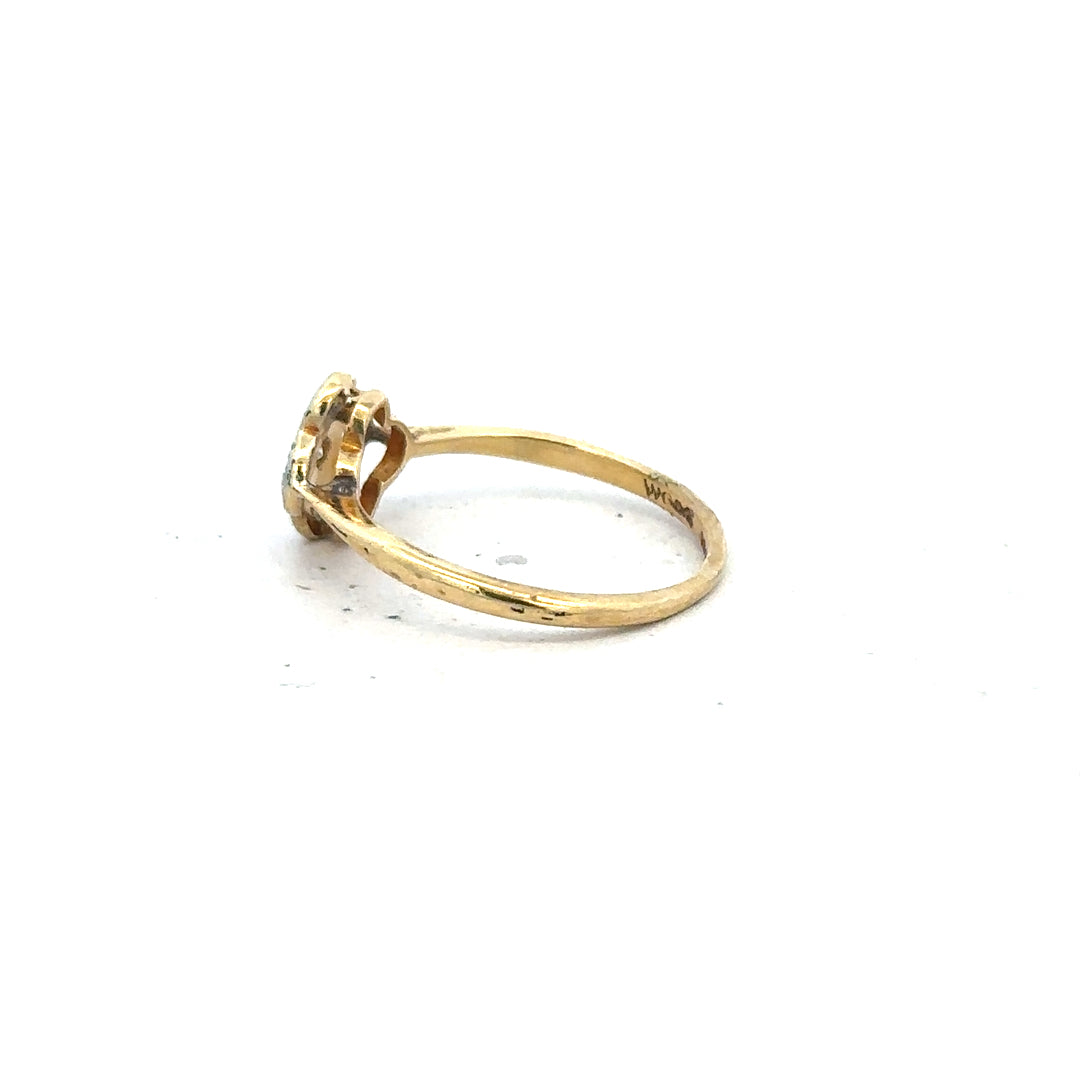 18ct yellow gold diamond ring in size L with sparkling diamonds, showcasing an elegant and classic jewelry design.