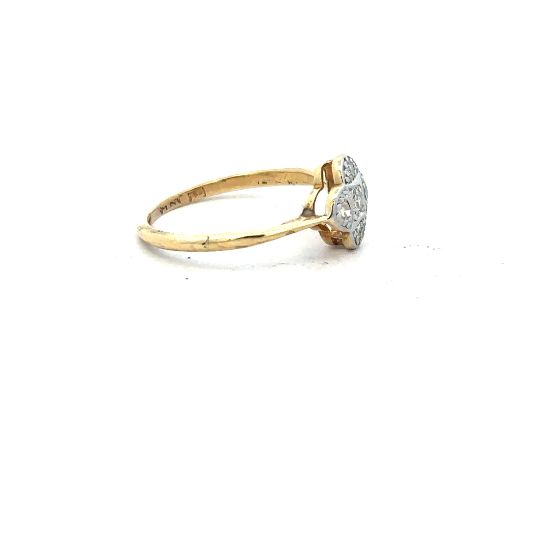 18ct yellow gold diamond ring in size L with sparkling diamonds, featuring a classic and elegant design.