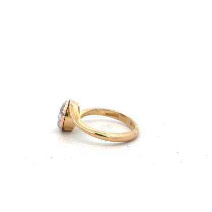 18ct yellow gold diamond ring in size L, featuring sparkling diamonds set in a classic band design.