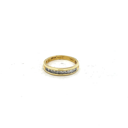 18ct yellow gold diamond ring size L, unbranded, featuring a sparkling diamond set in a smooth gold band.