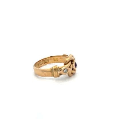 18ct yellow gold diamond ring in size M with sparkling diamonds, showcasing elegant jewelry design.