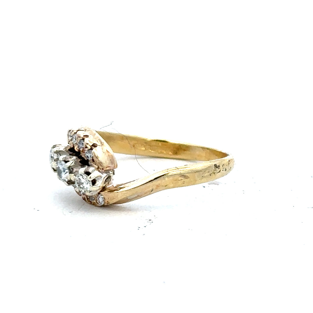 18ct yellow gold diamond ring in size M featuring sparkling diamonds, elegant jewelry piece for special occasions