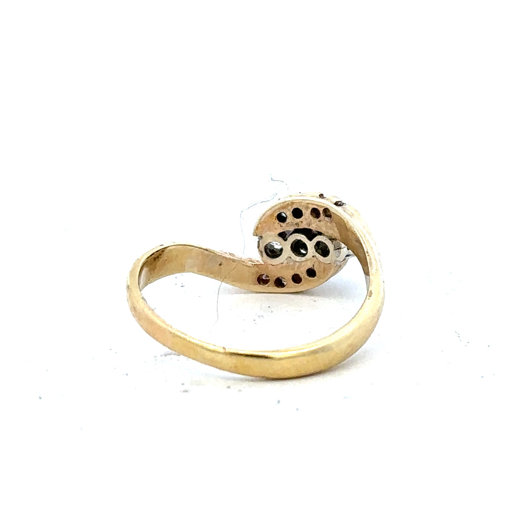 18ct yellow gold diamond ring, size M, featuring sparkling diamonds set in a classic band design.
