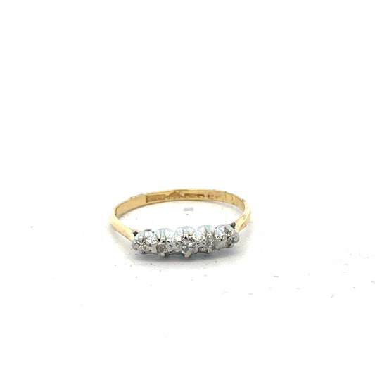 18ct yellow gold diamond ring in size N with sparkling diamonds, showcasing elegant jewelry craftsmanship.