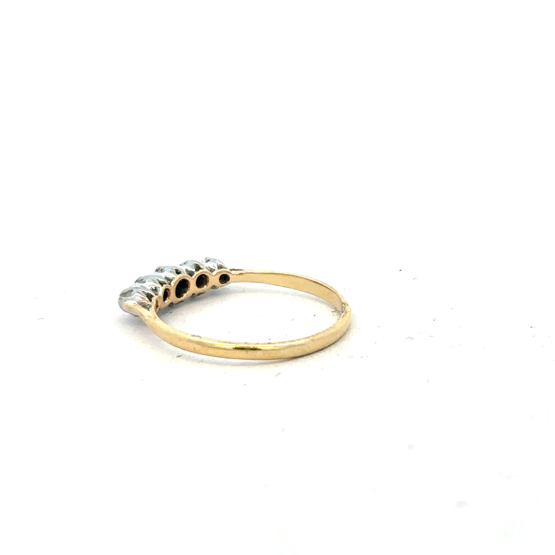 18ct yellow gold diamond ring in size N with sparkling diamonds, displayed on a neutral background.