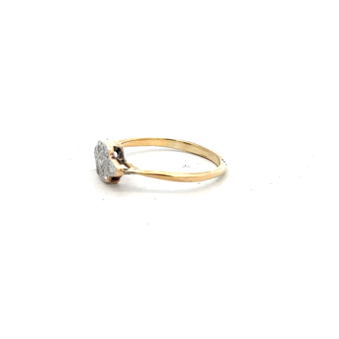 18ct yellow gold diamond ring in size N with sparkling diamonds, showcasing an elegant and timeless design.