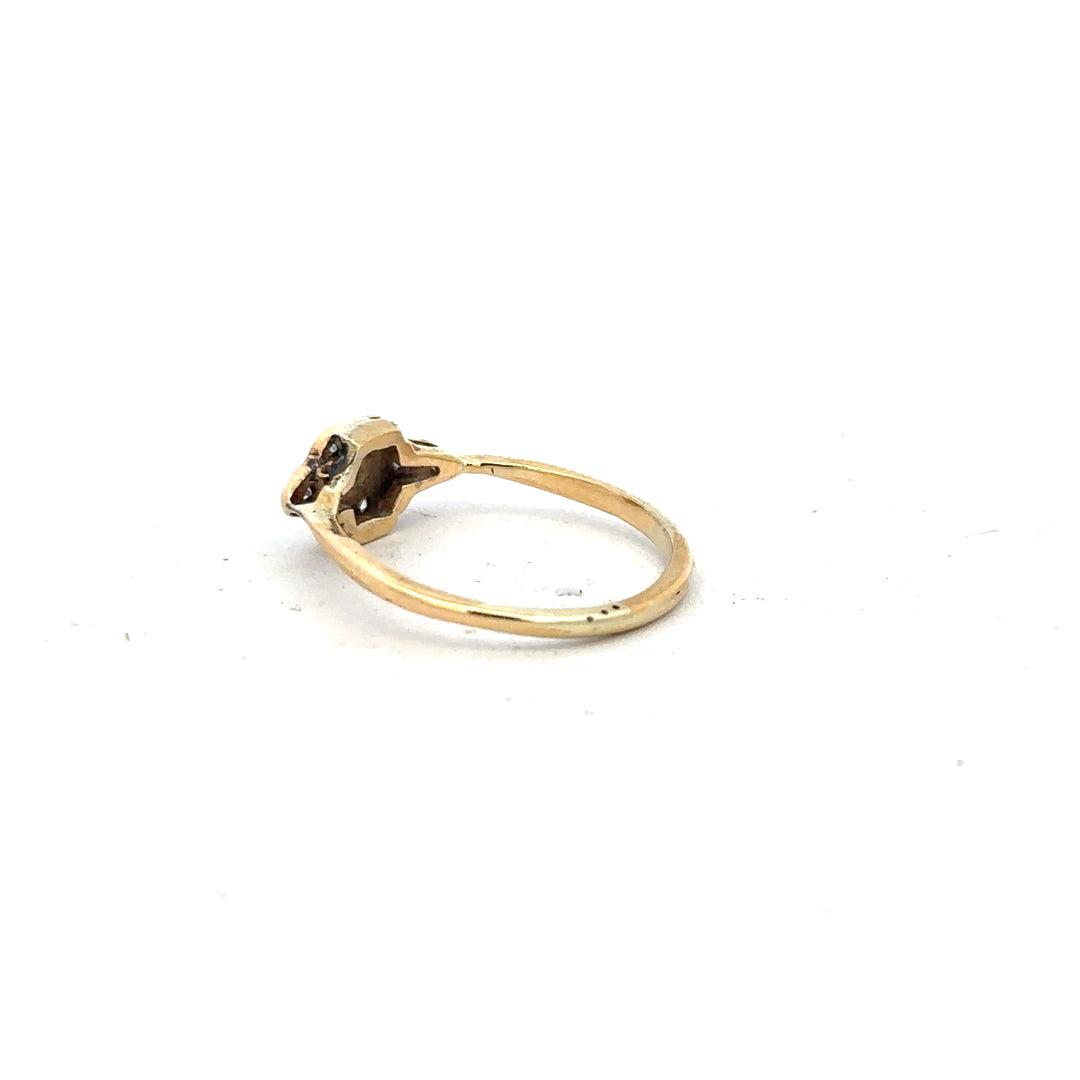 18ct yellow gold diamond ring in size N with sparkling diamonds, featuring a sleek and elegant design.