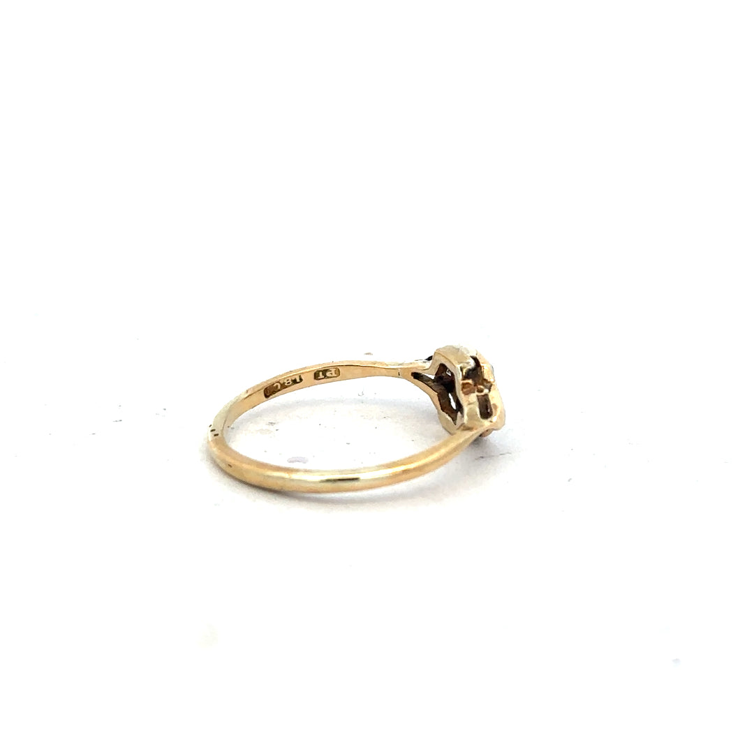 18ct yellow gold diamond ring in size N with sparkling diamonds, elegant jewelry piece showcasing fine craftsmanship.
