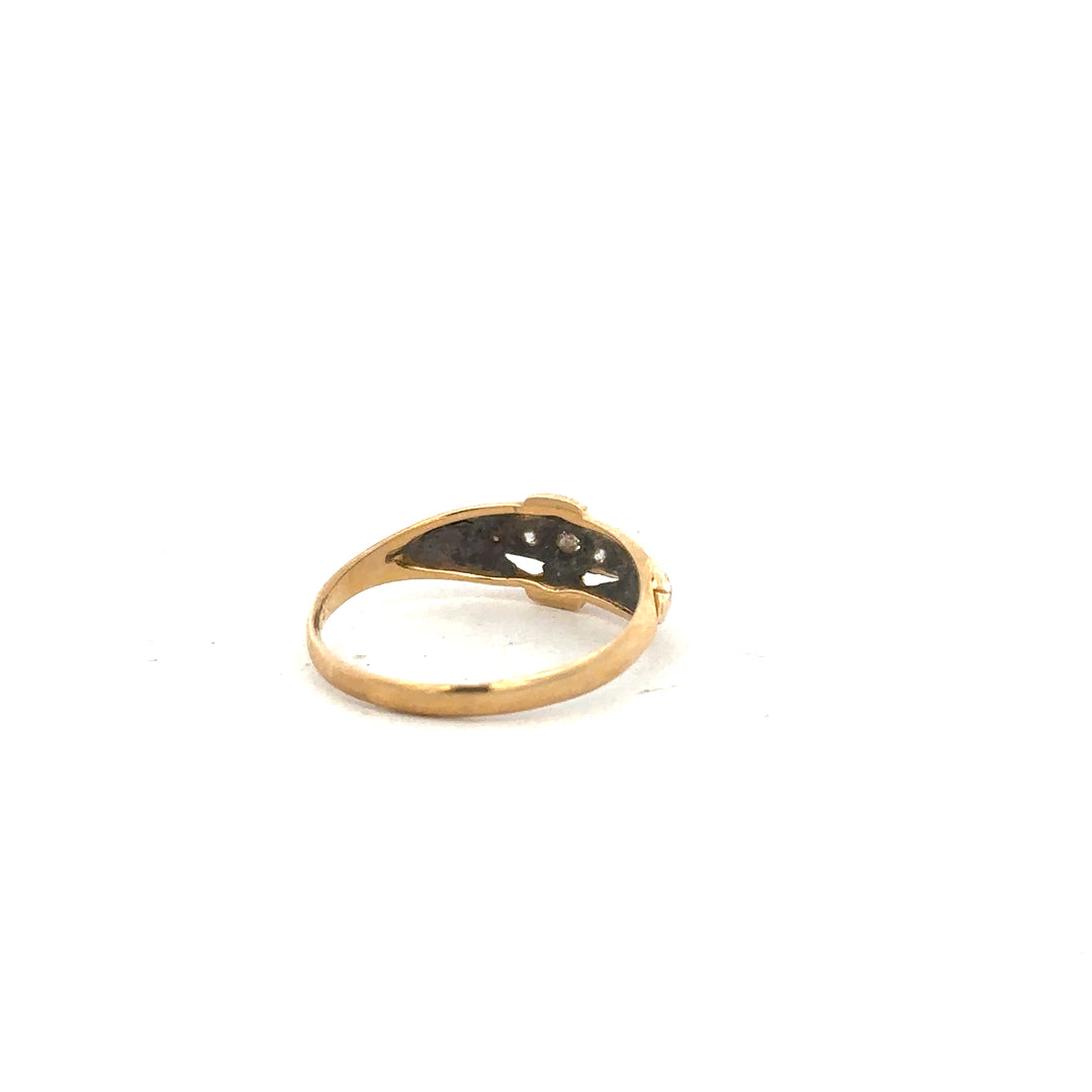 18ct yellow gold diamond ring in size O with sparkling diamonds, showcasing a classic and elegant jewelry design.