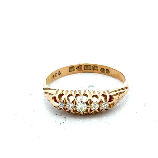 18ct yellow gold diamond ring in size P, featuring sparkling diamonds and weighing 3.1 grams.