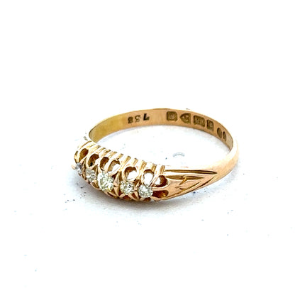 18ct yellow gold diamond ring in size P, featuring sparkling diamonds and weighing 3.1g.