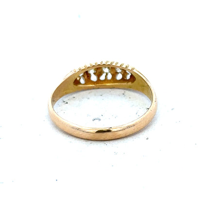 18ct yellow gold diamond ring, size P, 3.1g, unbranded, showcasing the detailed gold band and sparkling diamonds.