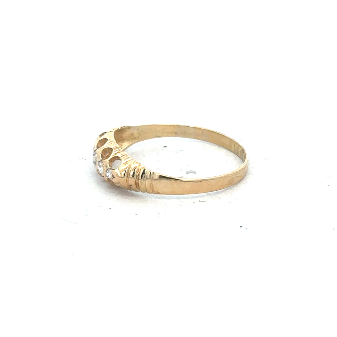 18ct yellow gold diamond ring in size S, featuring sparkling diamonds and a classic band design.