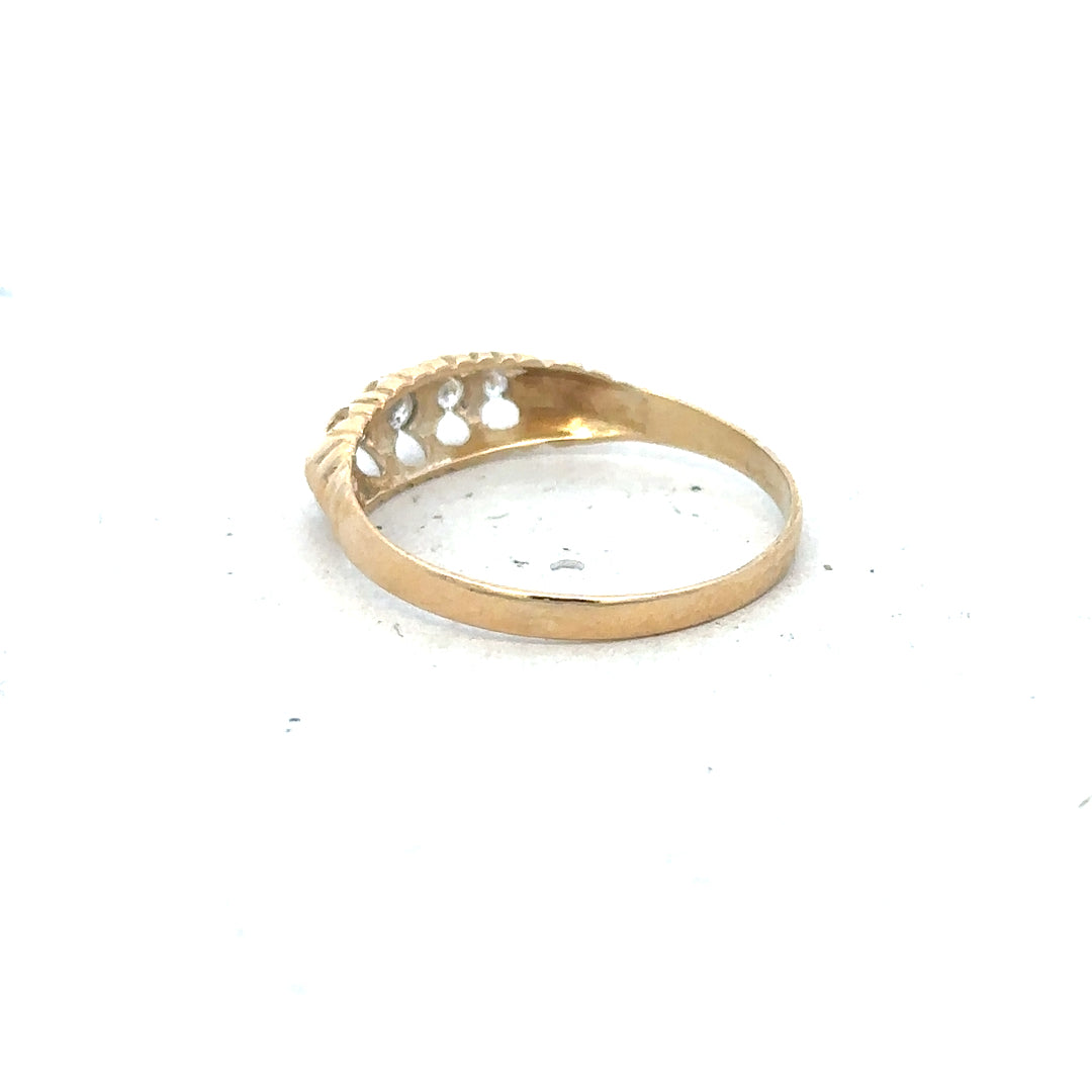 18ct yellow gold diamond ring in size S with sparkling diamonds, designed for elegant jewelry wear.
