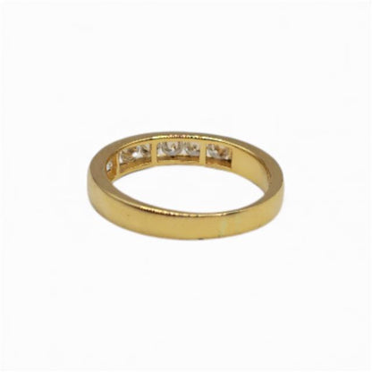 18ct yellow gold half eternity diamond ring with sparkling diamonds, unbranded, showcasing a sleek and elegant design.