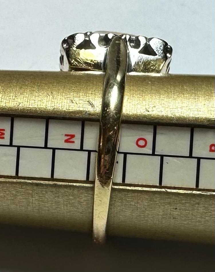 18ct yellow gold opal and diamond ring in size N1/2, featuring a vibrant opal gemstone and sparkling diamonds.