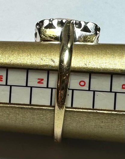 18ct yellow gold opal and diamond ring in size N1/2, featuring a vibrant opal gemstone and sparkling diamonds.