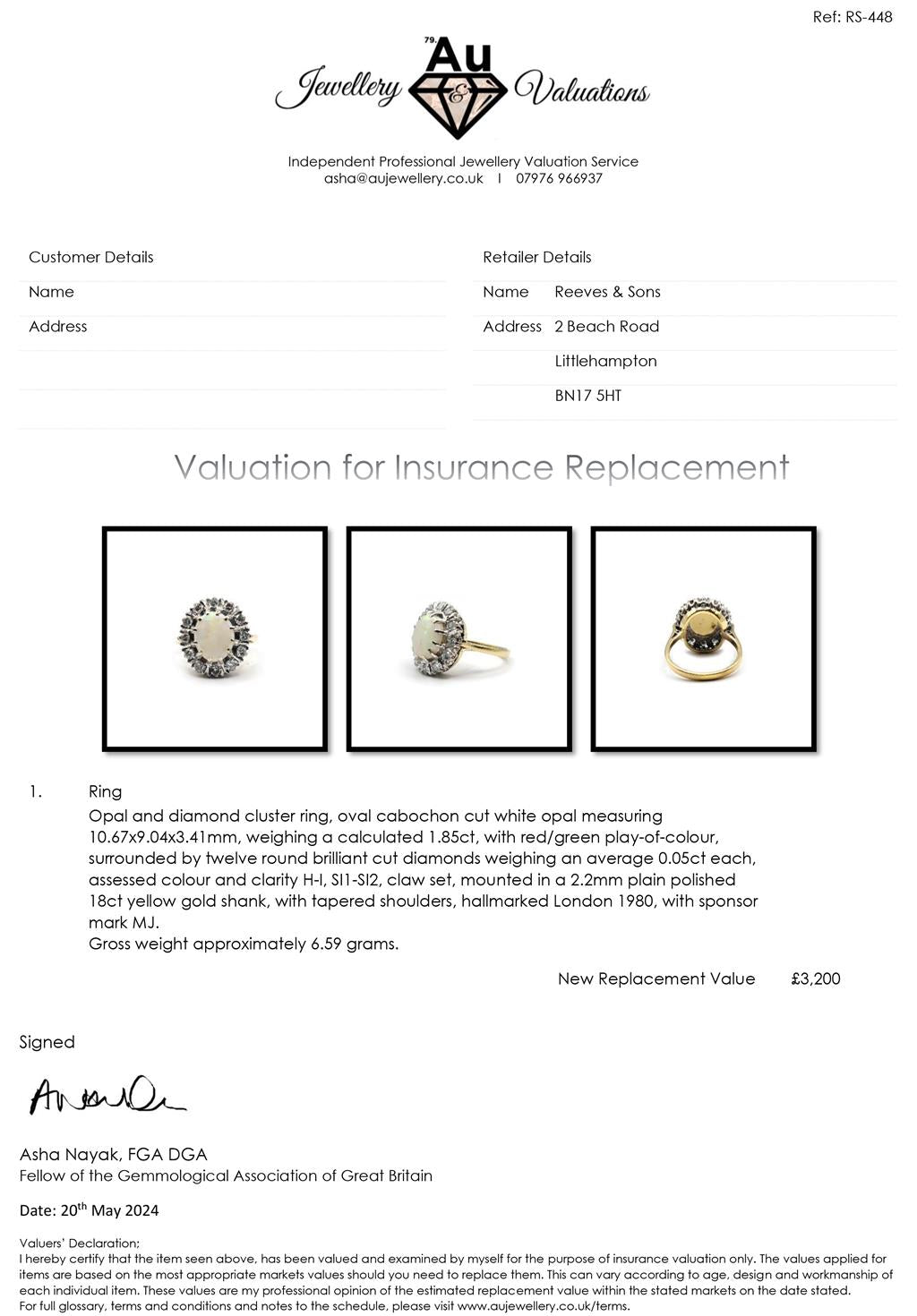 18ct yellow gold oval ring with 1.85 carat opal and 0.60 carat diamond accents, elegant gemstone jewelry.