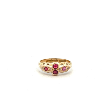 18ct yellow gold ring size M with a smooth, polished band, unbranded jewelry showing elegant craftsmanship.