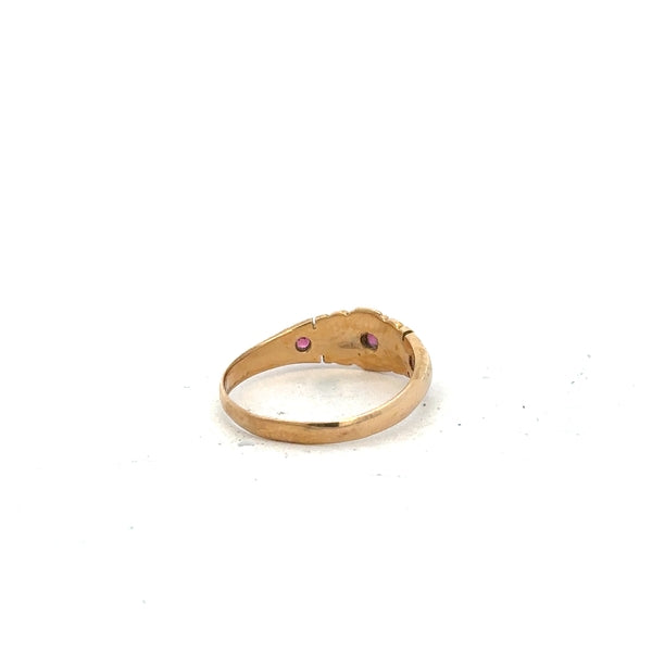 18ct yellow gold ring in size N, featuring a smooth polished band, unbranded jewelry, shown from a side angle
