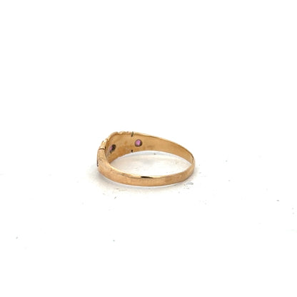 18ct yellow gold ring in size N with a smooth band, unbranded jewelry, displayed against a neutral background.