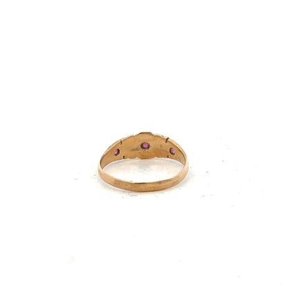18ct yellow gold ring in size N with a smooth polished finish, unbranded jewelry displayed on a plain background.