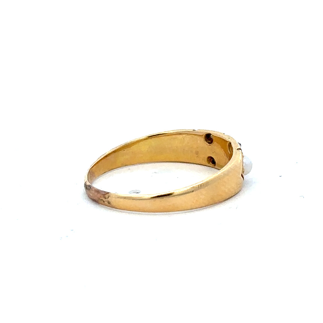 18ct yellow gold ring size P1/2 with a smooth band, unbranded jewelry showcased in a close-up image.