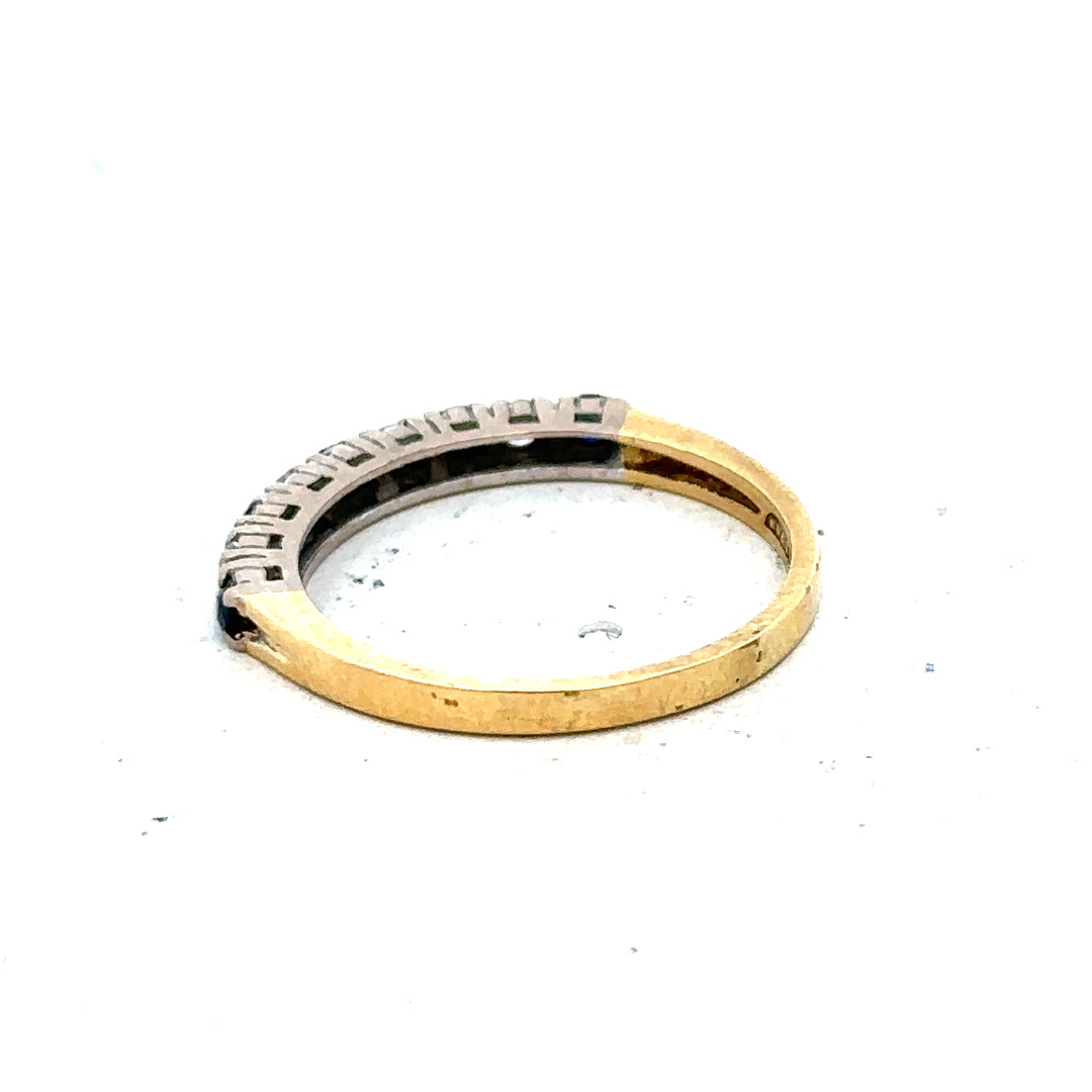 18ct yellow gold sapphire and diamond ring, size L1/2, featuring a stunning gemstone and elegant design.