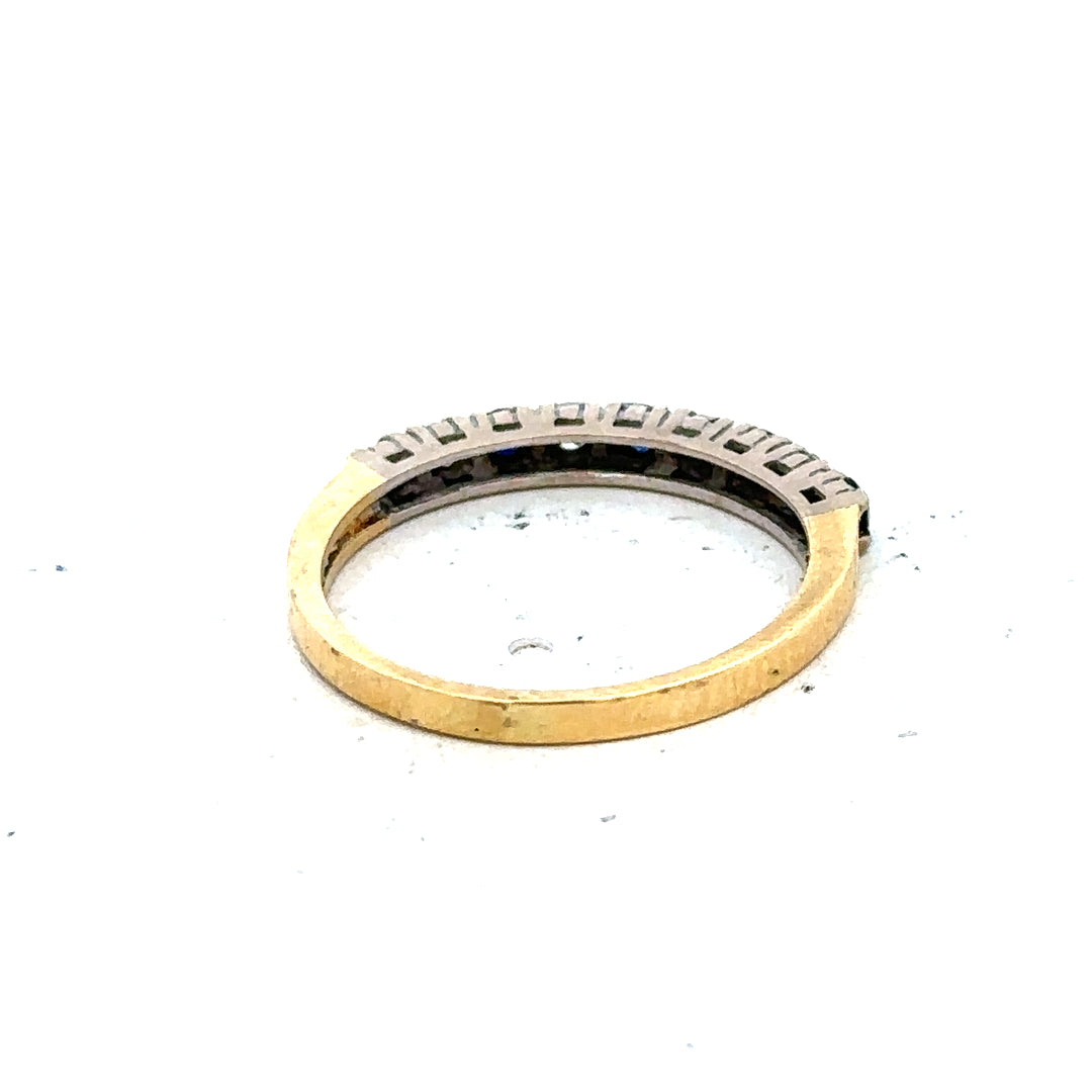 18ct yellow gold sapphire and diamond ring, size L1/2, featuring a vibrant sapphire centerpiece and sparkling diamonds.