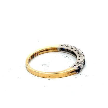 18ct yellow gold sapphire and diamond ring in size L 1/2, featuring a beautiful gemstone and elegant design.