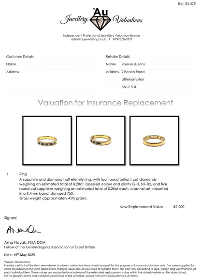 18ct yellow gold sapphire and diamond ring in size N, featuring a sparkling gemstone centerpiece and elegant design.