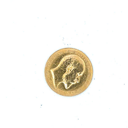 1910 full sovereign gold coin, 8g weight, unbranded, detailed view of vintage British coin with historical design