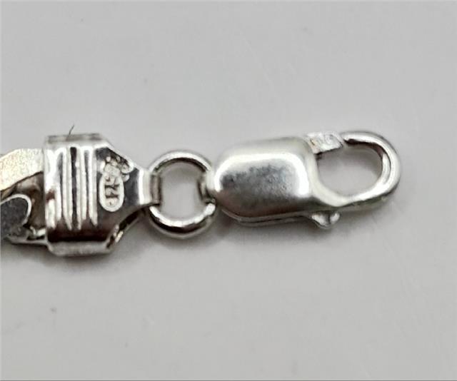 925 silver curb bracelet, unbranded, 20.5cm length, 26g weight, showcasing a polished silver design with curb links.