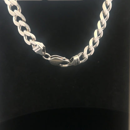 925 silver curb bracelet, unbranded, 23cm length, 32.6g weight, detailed chain links, shiny silver finish.