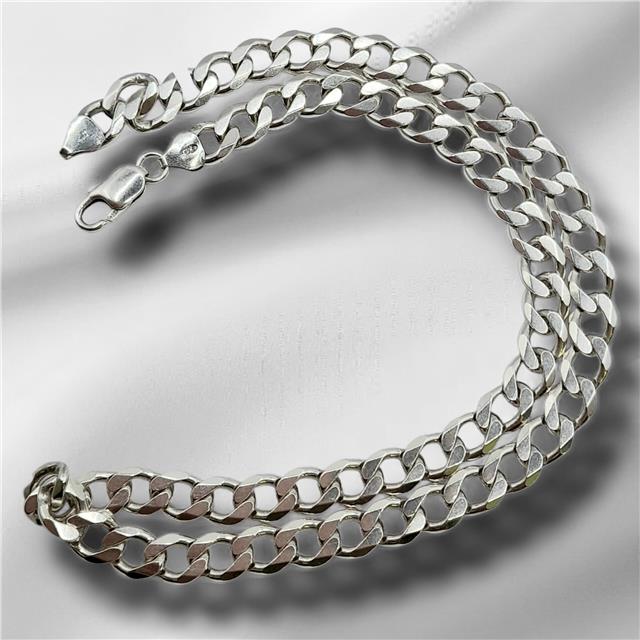 925 silver curb chain, 19-inch length, 50.5g, unbranded, with detailed links and polished finish, crafted from high-quality silver.