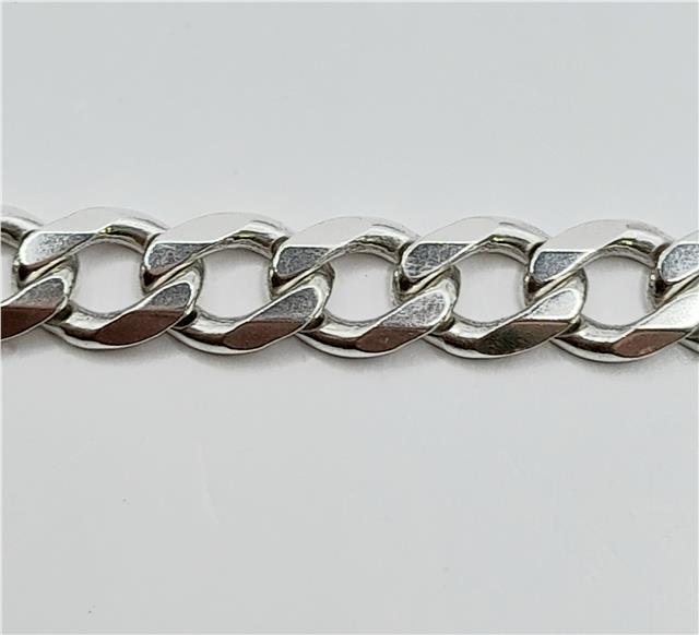 925 silver curb chain, 19 inch length, 50.5g, unbranded, shown with detailed links and polished finish.