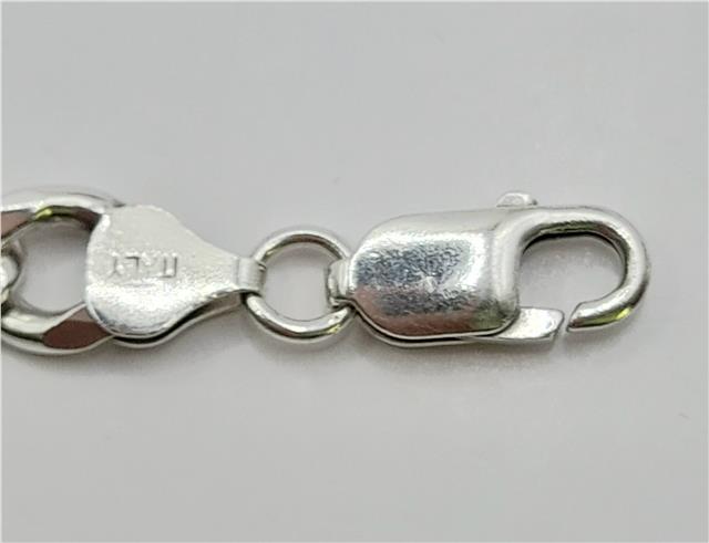 925 silver curb chain necklace, 19 inches long, showcasing a durable and stylish silver chain with a smooth curb link design.