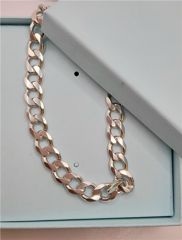 925 silver curb chain, 19-inch length, 50.5g, unbranded jewelry chain with classic curb link design.