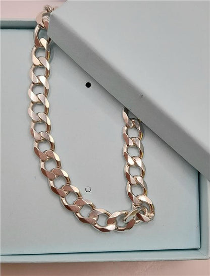 925 silver curb chain, 19-inch length, 50.5g, unbranded jewelry chain with classic curb link design.