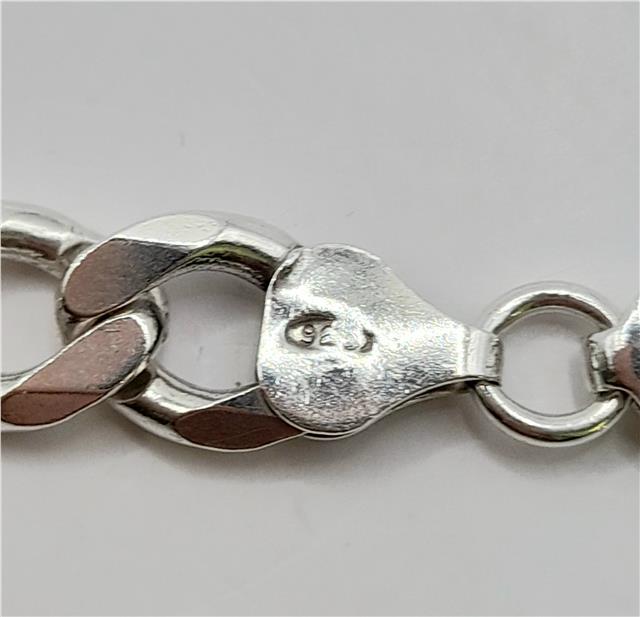 925 silver curb chain necklace, 19 inches long, weighing 50.5 grams, featuring classic silver curb links.