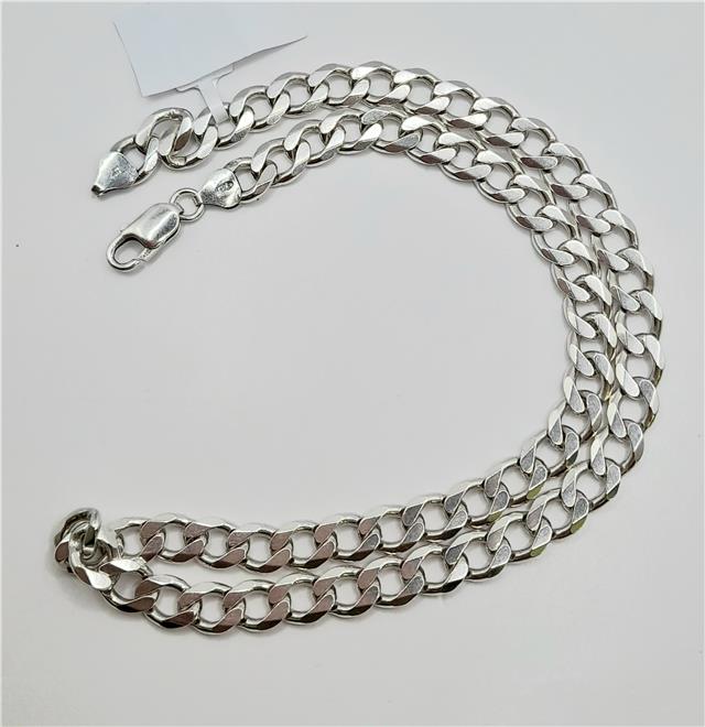 925 silver curb chain, 19 inch length, 50.5g, unbranded jewelry chain with bold, interlocking links.