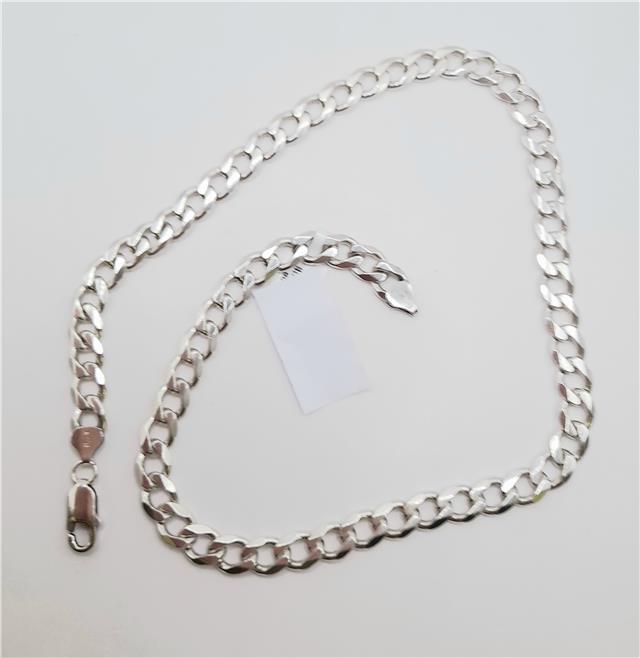 925 silver curb chain, 19 inch length, 50.5g, unbranded jewelry chain featuring classic curb links.
