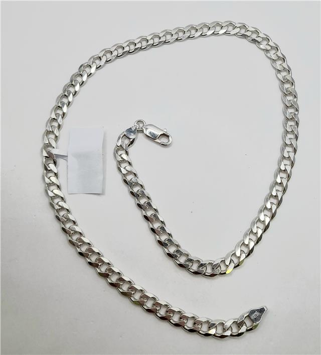 925 silver curb chain, 20 inch length, 48.6g, unbranded, with detailed links visible in the image.