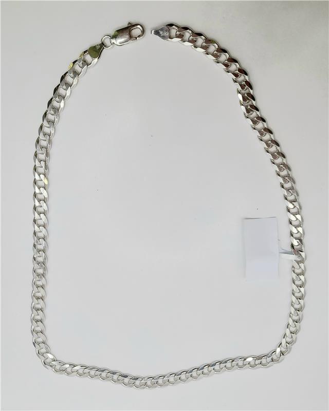 925 silver curb chain necklace, 20 inches long, sleek design, unbranded, shiny silver finish, weighs 48.6 grams